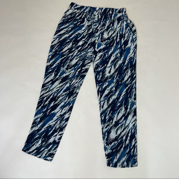 Blue Multicolor Drawstring Casual Pants - Picture 2 of 6